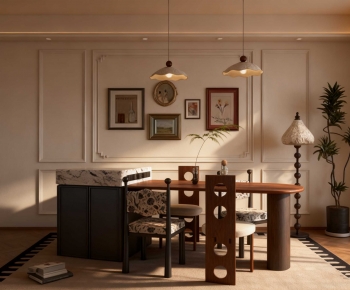 French Style Dining Table And Chairs-ID:132338057