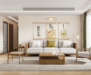 New Chinese Style A Living Room-ID:199364908