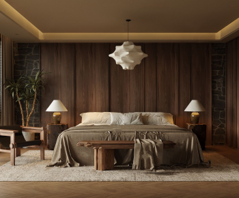 Wabi-sabi Style Bedroom-ID:343095068