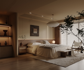Wabi-sabi Style Bedroom-ID:381962062