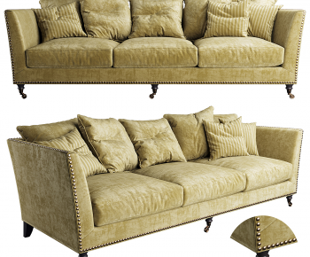 Retro Style Three-seat Sofa-ID:542103052