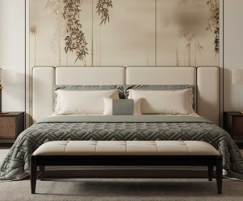 New Chinese Style Double Bed-ID:808602099