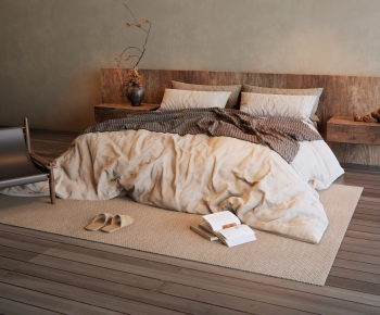 Wabi-sabi Style Double Bed-ID:170859108