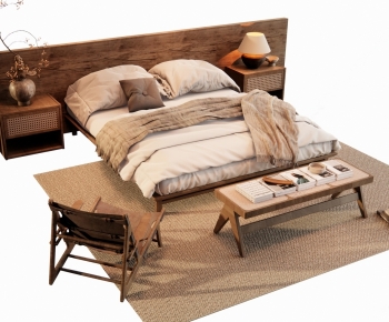 Wabi-sabi Style Double Bed-ID:156641094