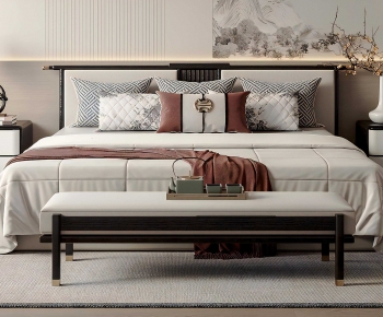 New Chinese Style Double Bed-ID:908250811