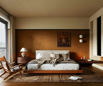 Wabi-sabi Style Bedroom-ID:940738924