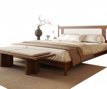 Wabi-sabi Style Double Bed-ID:100851196