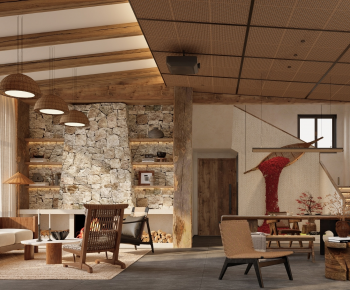 Wabi-sabi Style A Living Room-ID:401890349