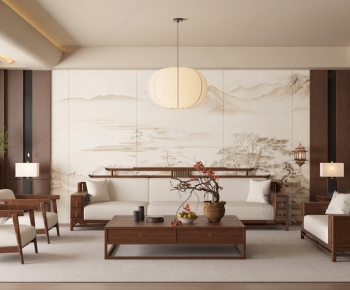 New Chinese Style A Living Room-ID:962603091