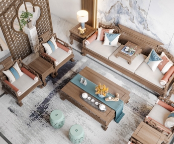 New Chinese Style A Living Room-ID:994000472