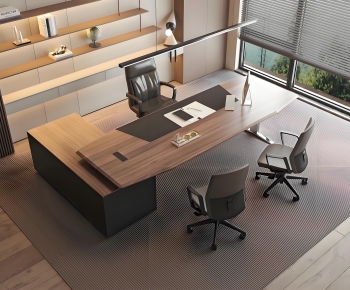 Modern Office Desk And Chair-ID:128810889