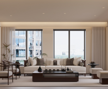 New Chinese Style A Living Room-ID:423341044