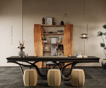 New Chinese Style Computer Desk And Chair-ID:413527017