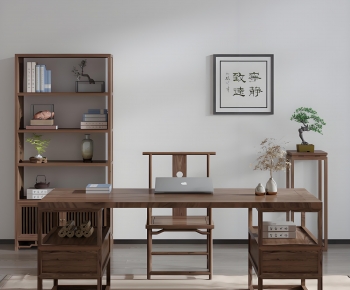 New Chinese Style Computer Desk And Chair-ID:411355023