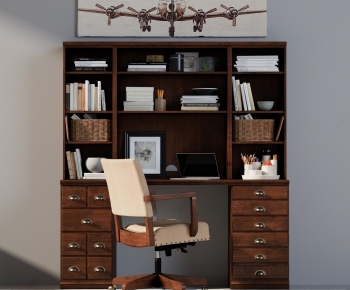 American Style Computer Desk And Chair-ID:368208999