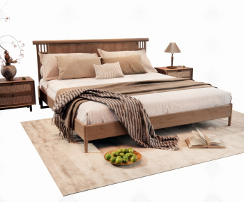 Wabi-sabi Style Double Bed-ID:615484954