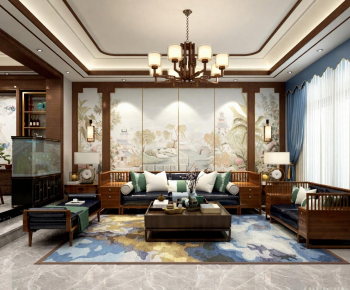 New Chinese Style A Living Room-ID:485037098