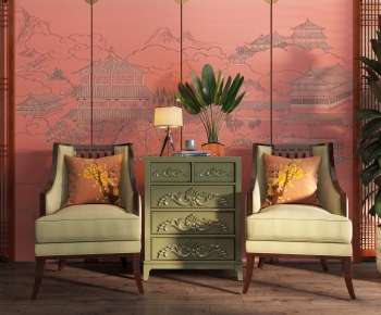 New Chinese Style Single Sofa-ID:577534919