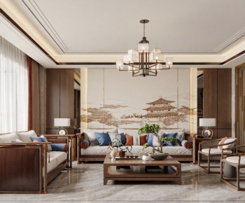 New Chinese Style A Living Room-ID:436594011