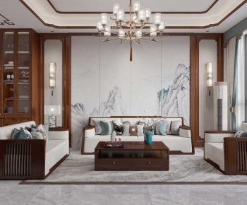 New Chinese Style A Living Room-ID:293735988