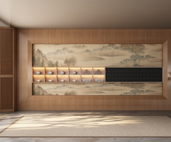 New Chinese Style TV Wall-ID:394372948