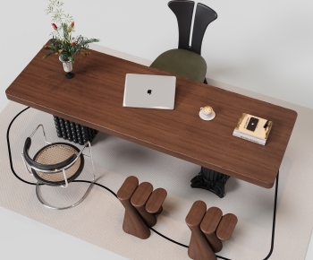 French Style Computer Desk And Chair-ID:146483906