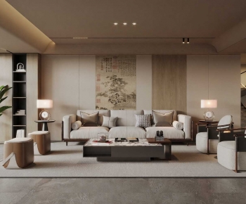 New Chinese Style A Living Room-ID:413551094