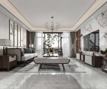 New Chinese Style A Living Room-ID:676678906