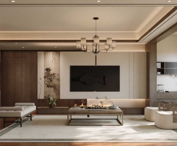 New Chinese Style A Living Room-ID:643898962