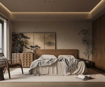 Wabi-sabi Style Bedroom-ID:409188998