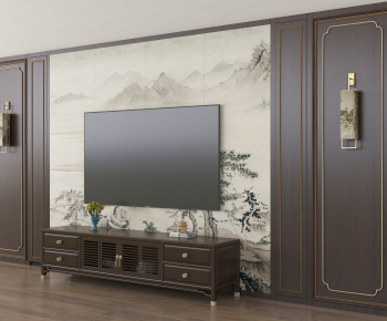 New Chinese Style TV Wall-ID:901219827