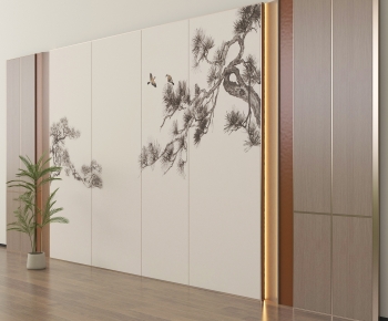 New Chinese Style TV Wall-ID:481890924