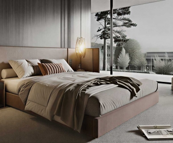 Modern Double Bed-ID:886674884