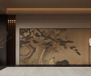 New Chinese Style TV Wall-ID:890920249