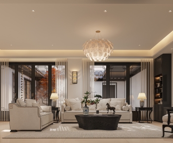 New Chinese Style A Living Room-ID:897094011