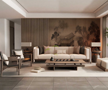 New Chinese Style A Living Room-ID:208892112