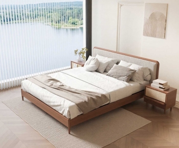 Wabi-sabi Style Double Bed-ID:300230984