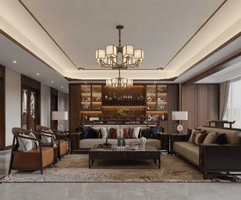 New Chinese Style A Living Room-ID:872437953