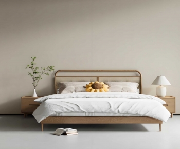 Wabi-sabi Style Double Bed-ID:166426903