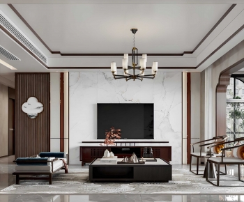 New Chinese Style A Living Room-ID:357434997