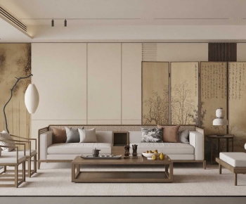 New Chinese Style A Living Room-ID:129359014