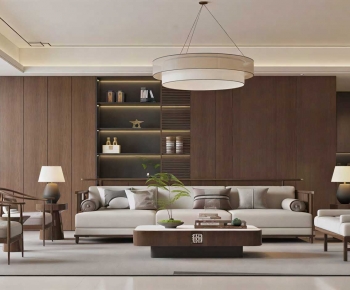 New Chinese Style A Living Room-ID:381419905