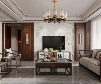 New Chinese Style A Living Room-ID:436254987