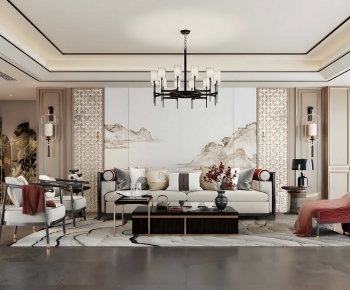 New Chinese Style A Living Room-ID:946031097