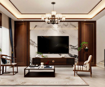 New Chinese Style A Living Room-ID:789877896