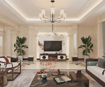 New Chinese Style A Living Room-ID:801167968