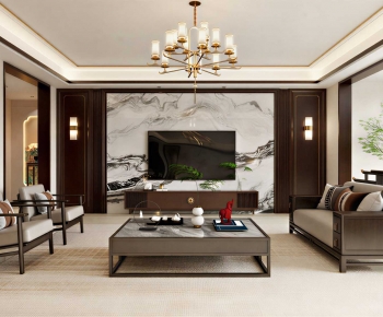 New Chinese Style A Living Room-ID:502475985