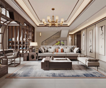 New Chinese Style A Living Room-ID:313770065