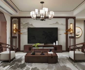 New Chinese Style A Living Room-ID:587651012