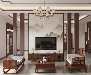 New Chinese Style A Living Room-ID:529351957